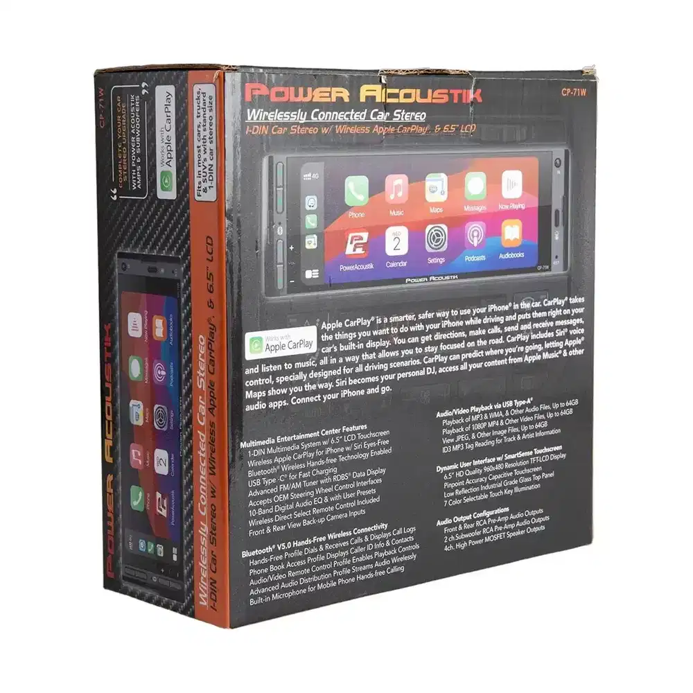 Power Acoustik CP-71W Single DIN Car Stereo with 6.5” Touchscreen, Wireless Apple CarPlay & Android Auto - Image 9