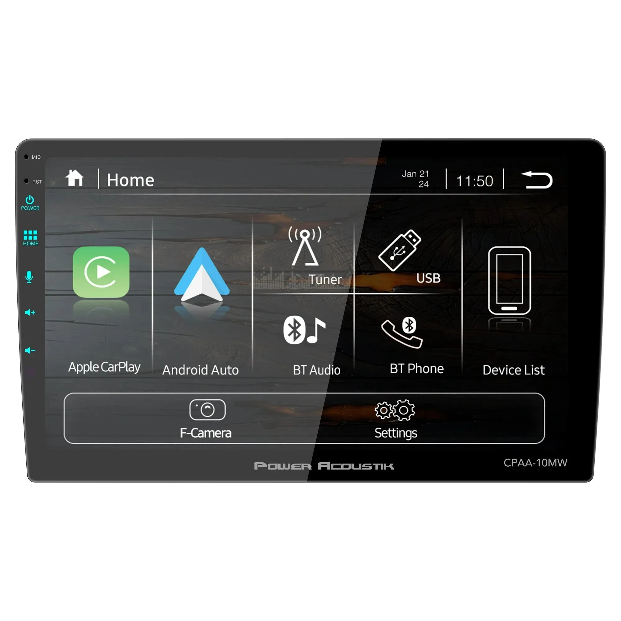Power Acoustik CPAA‑10MW 10.6″ Floating Touchscreen Head Unit | Wireless CarPlay® & Android Auto™ | Mechless 2-DIN Stereo
