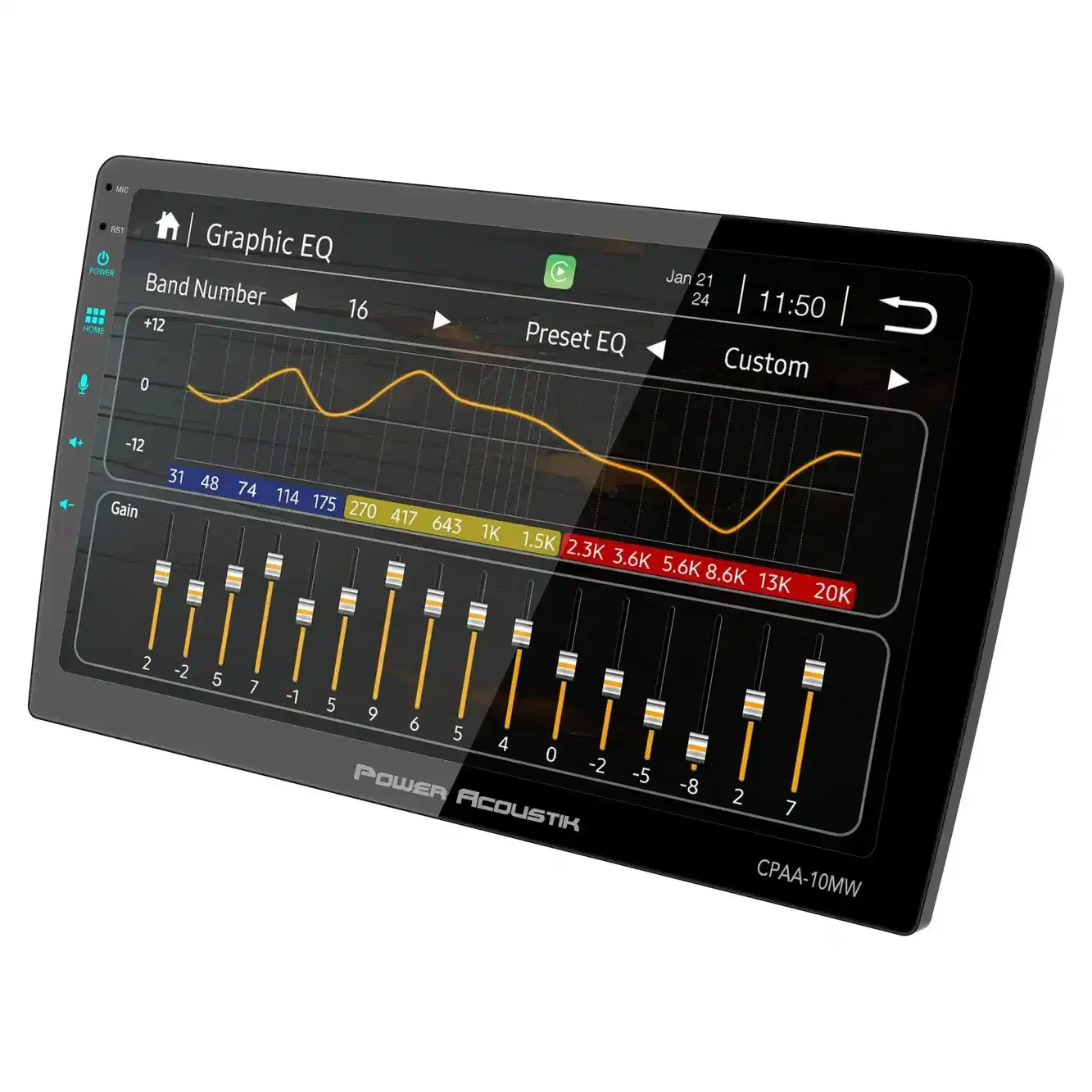Power Acoustik CPAA‑10MW 10.6″ Floating Touchscreen Head Unit | Wireless CarPlay® & Android Auto™ | Mechless 2-DIN Stereo - Image 4
